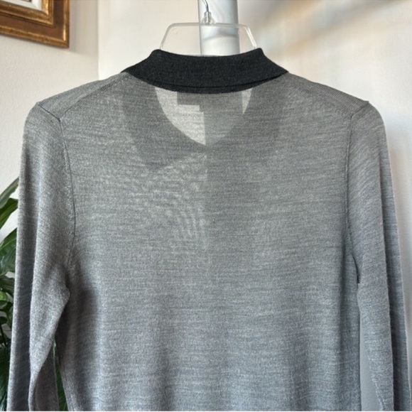 LOFT Ann Taylor Wool Blend Jewel Embellished Collar Top Sweater Sz XS Gray Light - Picture 8 of 9